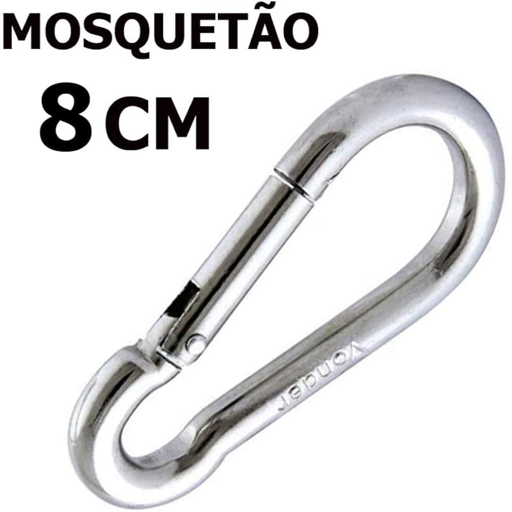 Kit 3 Mosquetão 8cm Aço Galvanizado Suporta 230kg Para Academia e Uso Profissional