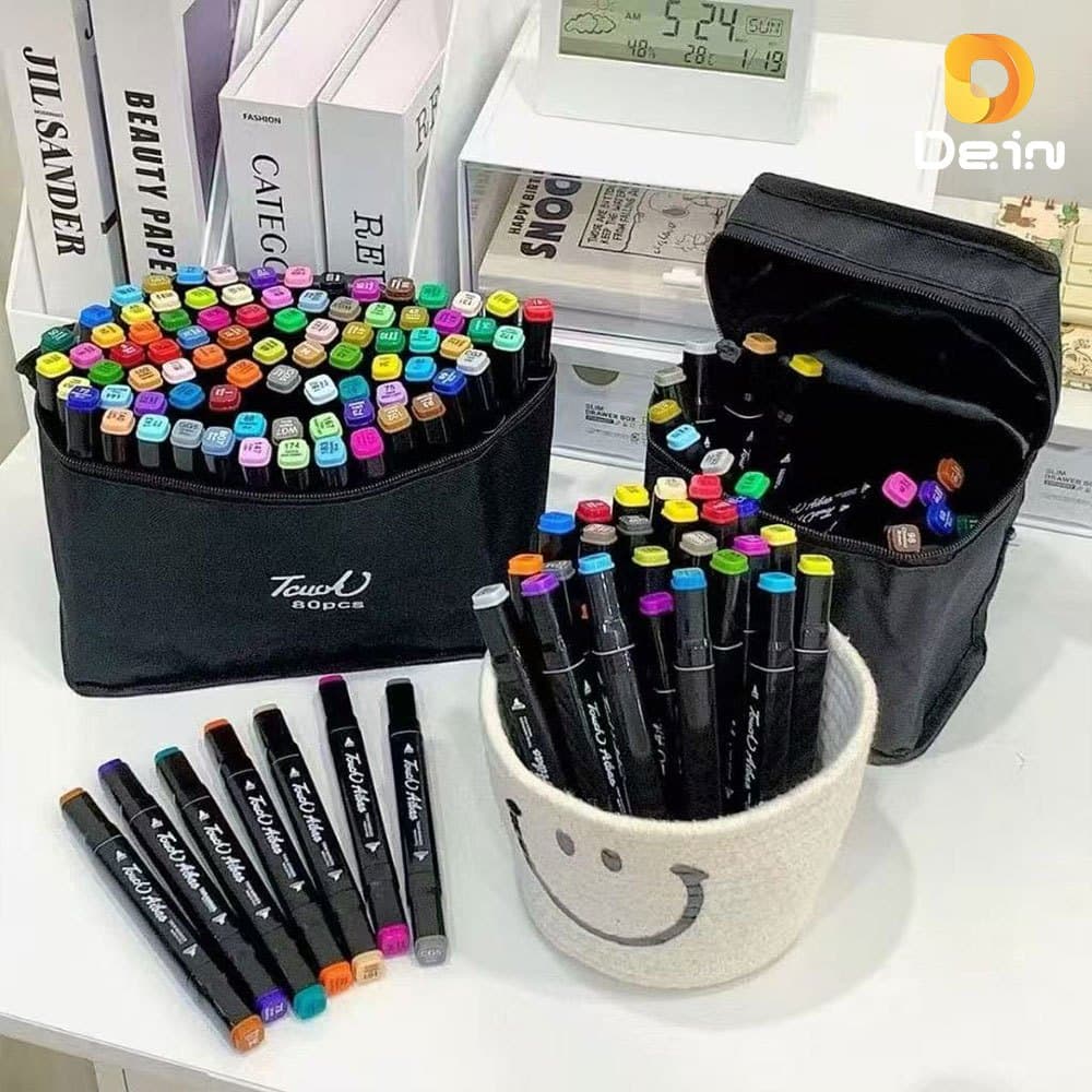 KIT 24/36/48/60/80/120/168 Estojo Caneta Marcadores TOUCH Com Ponta Dupla Tampa Com NÚMERO DE CORES