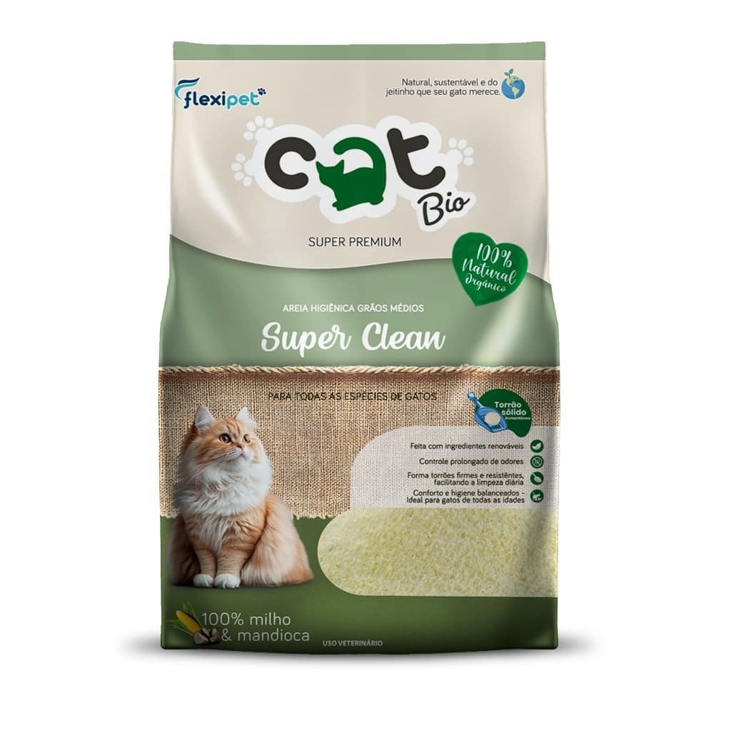 Areia Higiênica Biodegradável Catbio 4 Kg - Super Clean - Grãos Médios
