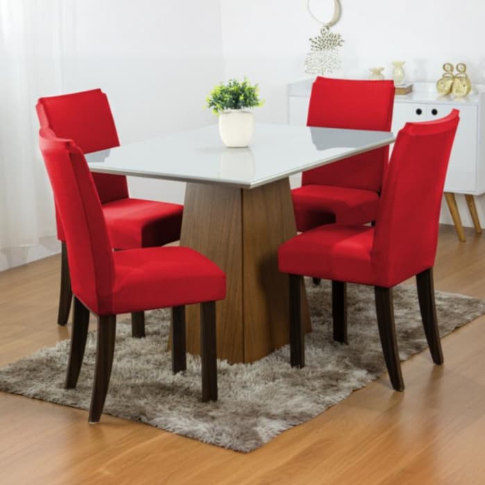 Kit Com 4 Capas Para Cadeira de Jantar Malha Gel/Helanca Com Elástico