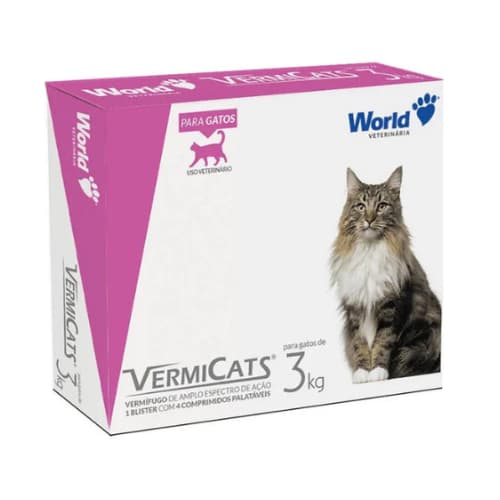 Vermicats 600MG 4/8 Comprimidos Vermífugo Para Gatos Felinos