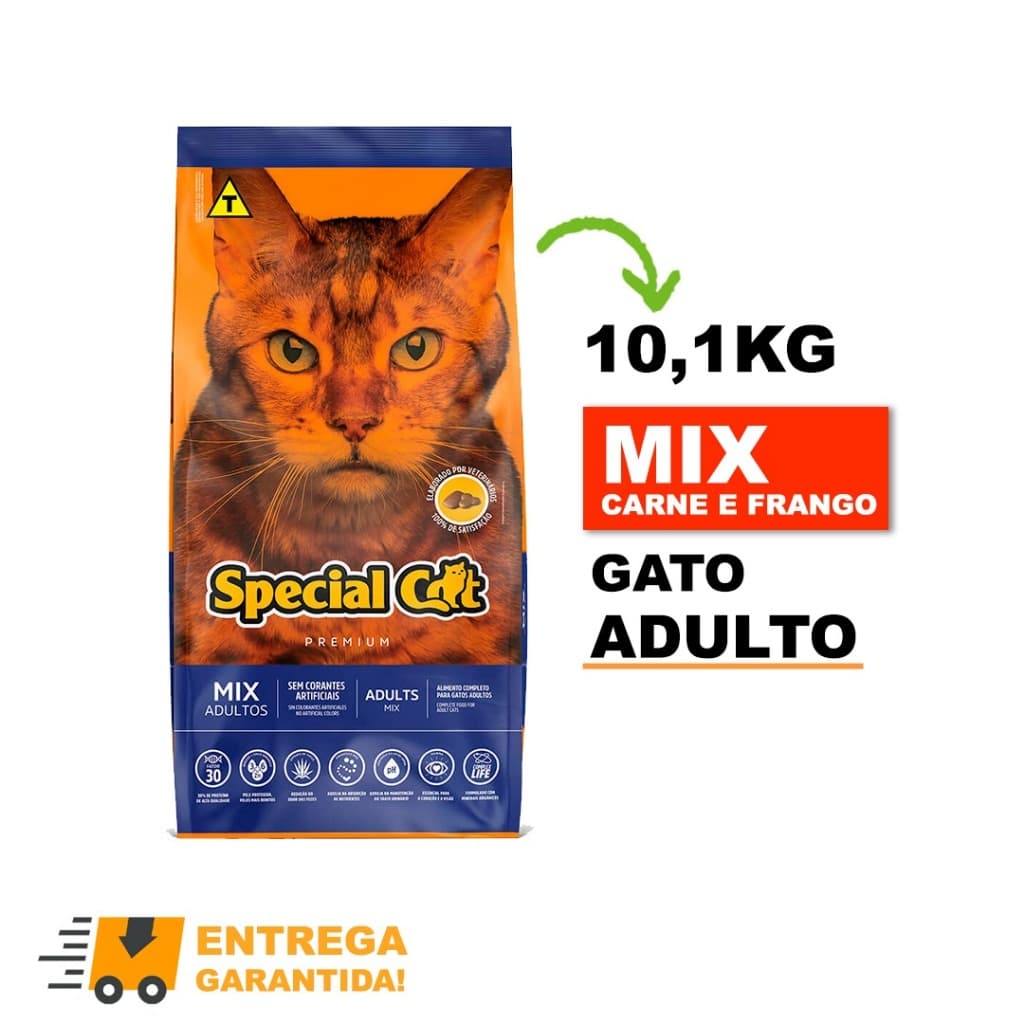 Ração Para Gatos Special Cat Sem Corantes Sabores Mix de Carnes 10.1kg-Envio Veloz