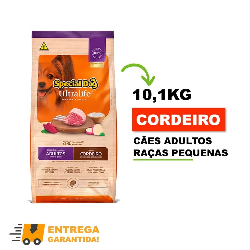 Ração Natural Special Dog Ultralife Adultos Raças Pequenas Sabor Cordeiro 10,1kg-Envio Rápido