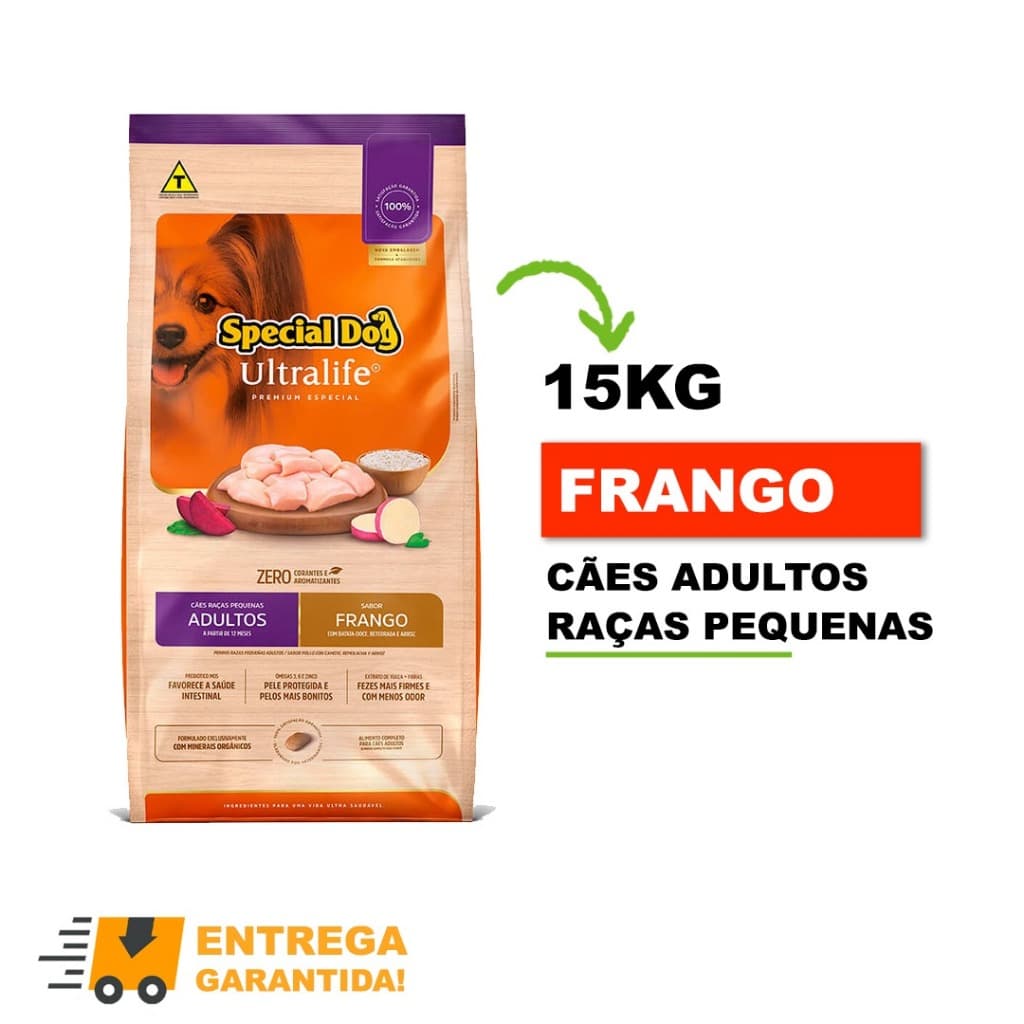 Ração para Cães/Cachorro Special dog ultralife Raças Pequenas com Batata Doce e Frango 15kg