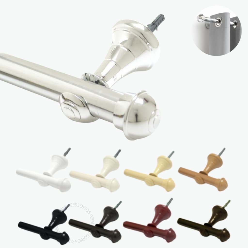 Kit Varão Cortina 1,00 Metros 19mm Varias Cores Simples