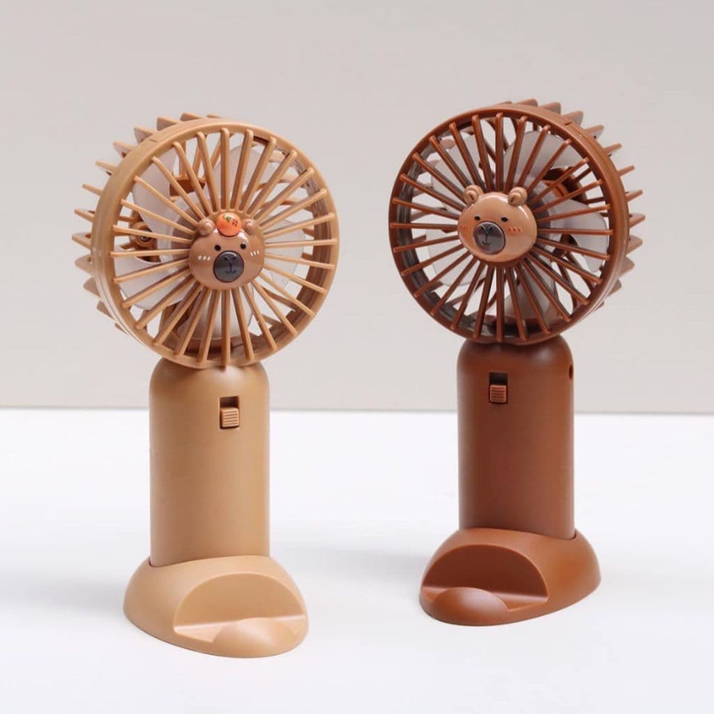 Ventilador Portátil de Mão Capivara Mini USB Leve Recarregável Silencioso Com Suporte Ajustável Ideal para Casa Trabalho