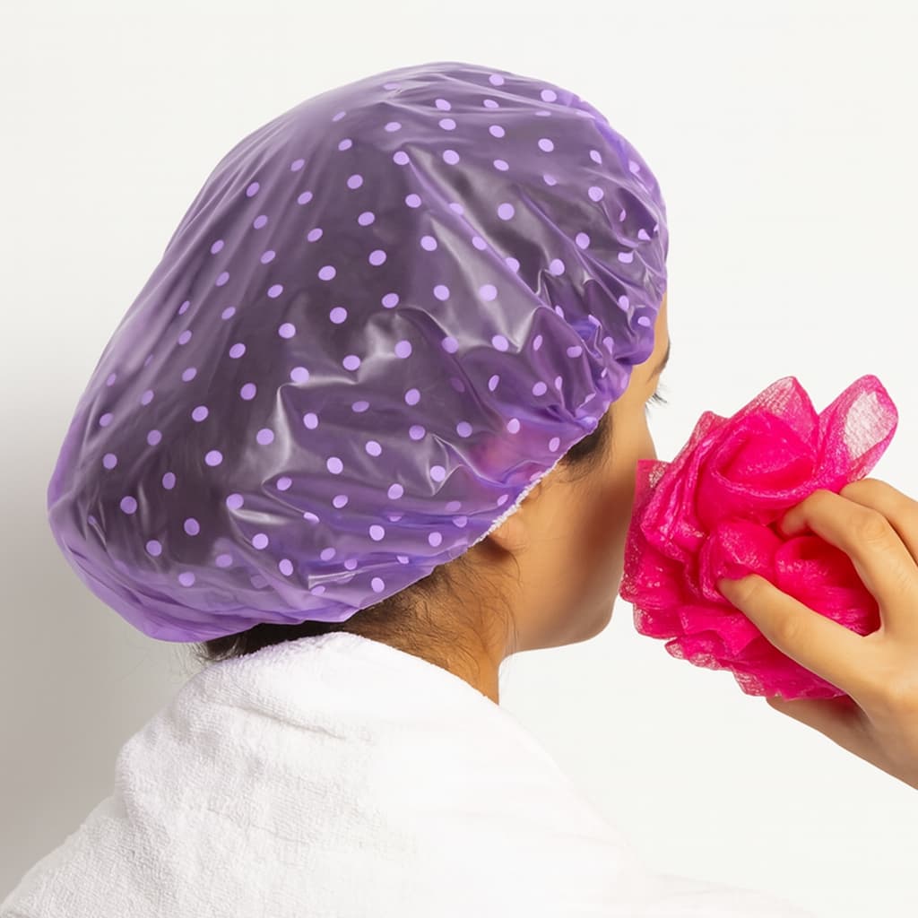 Touca Plástica Para Banho Tintura Hidratação Com Elástico PVC - Estampas e Cores Variadas