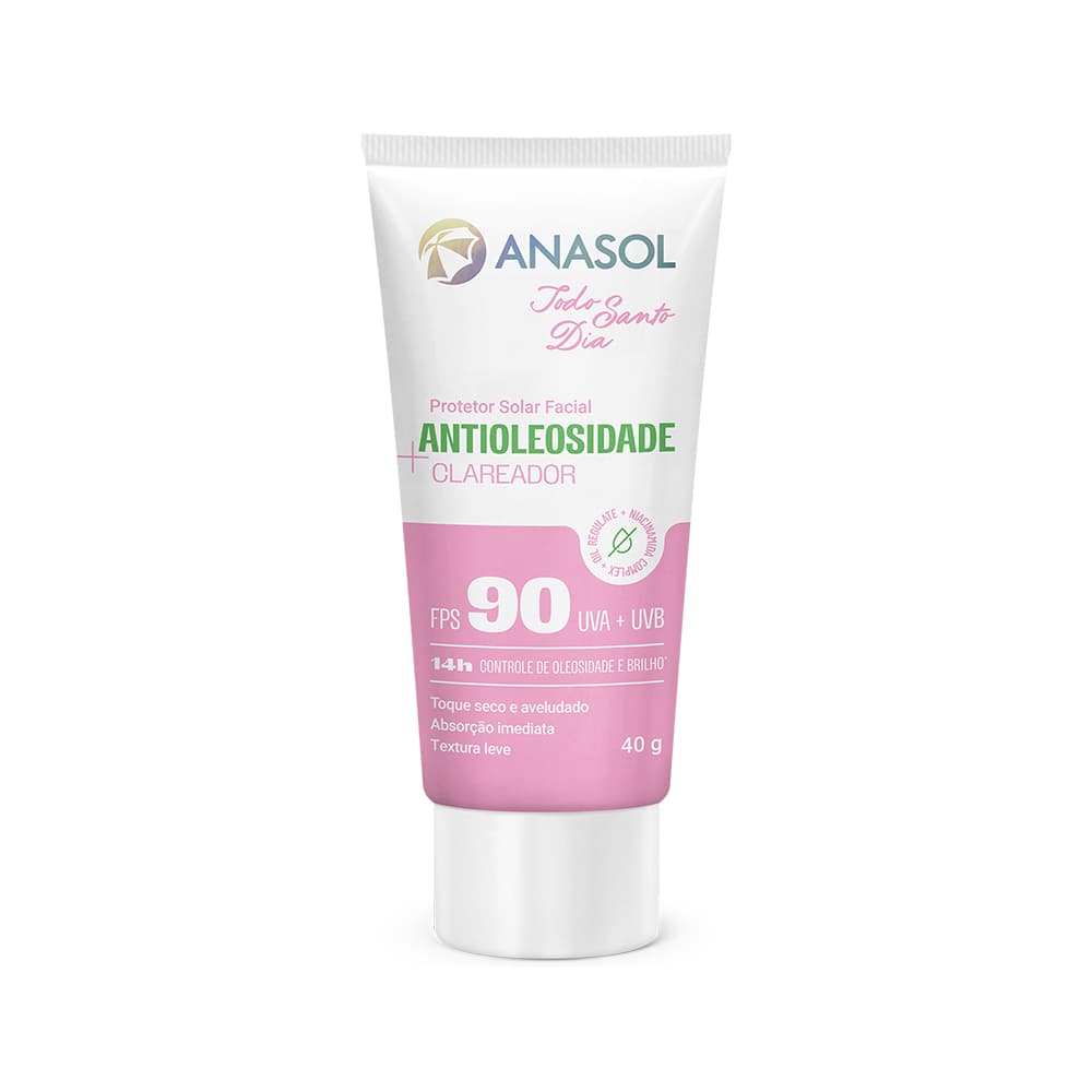 Anasol Todo Santo Dia Protetor Solar Facial Antioleosidade Clareador FPS 90 40g
