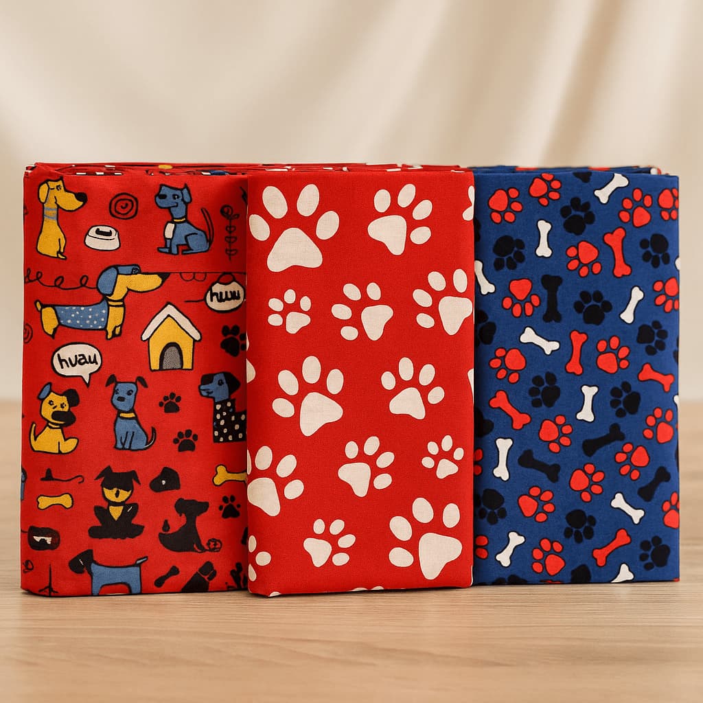 Tecido Percal Estampado Pet Cachorros 50cm x 2,20 de Largura