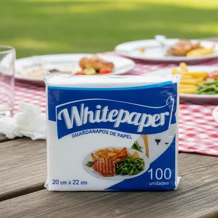 kit 1000 Guardanapos de Papel Descartável 20x22cm Folha Simples White Paper