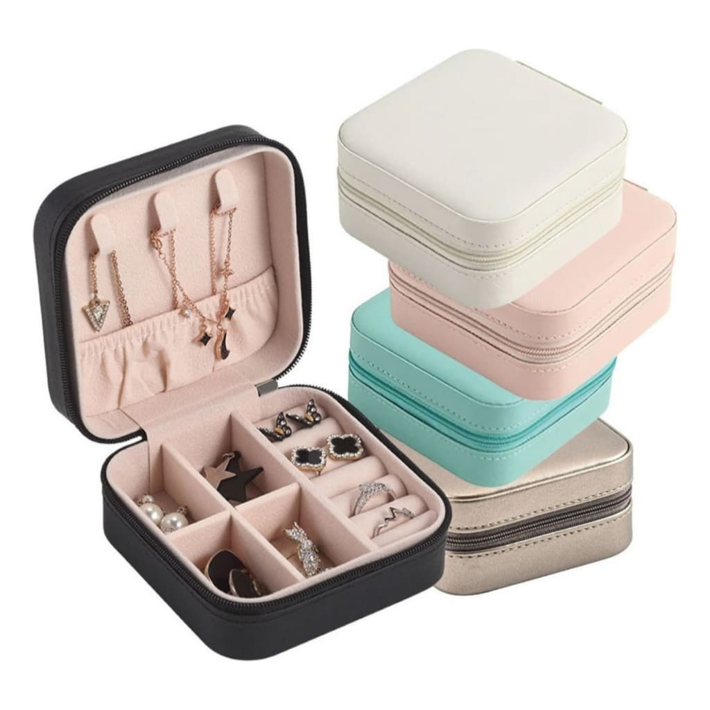 Kit 10 Porta Joias Portátil de Bolsa com Divisões para Brincos Colares e Pulseiras