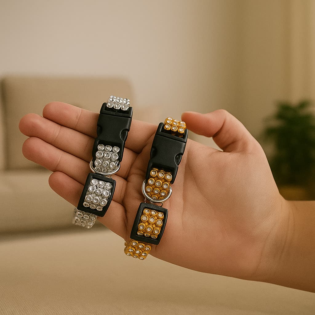 Coleiras Com Strass Luxo Acessório Para Cachorro E Gato Pet Pequeno Médio Porte Envio Imediato