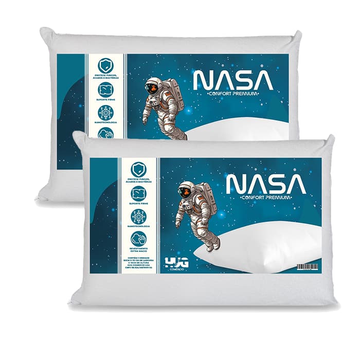 Kit 2 Travesseiros Nasa Viscoelástico Antialérgico Macio