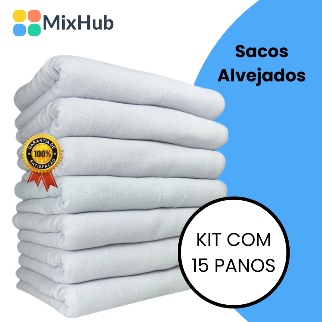 Kit Pano de Chão Alvejado Multiuso Branco Algodão