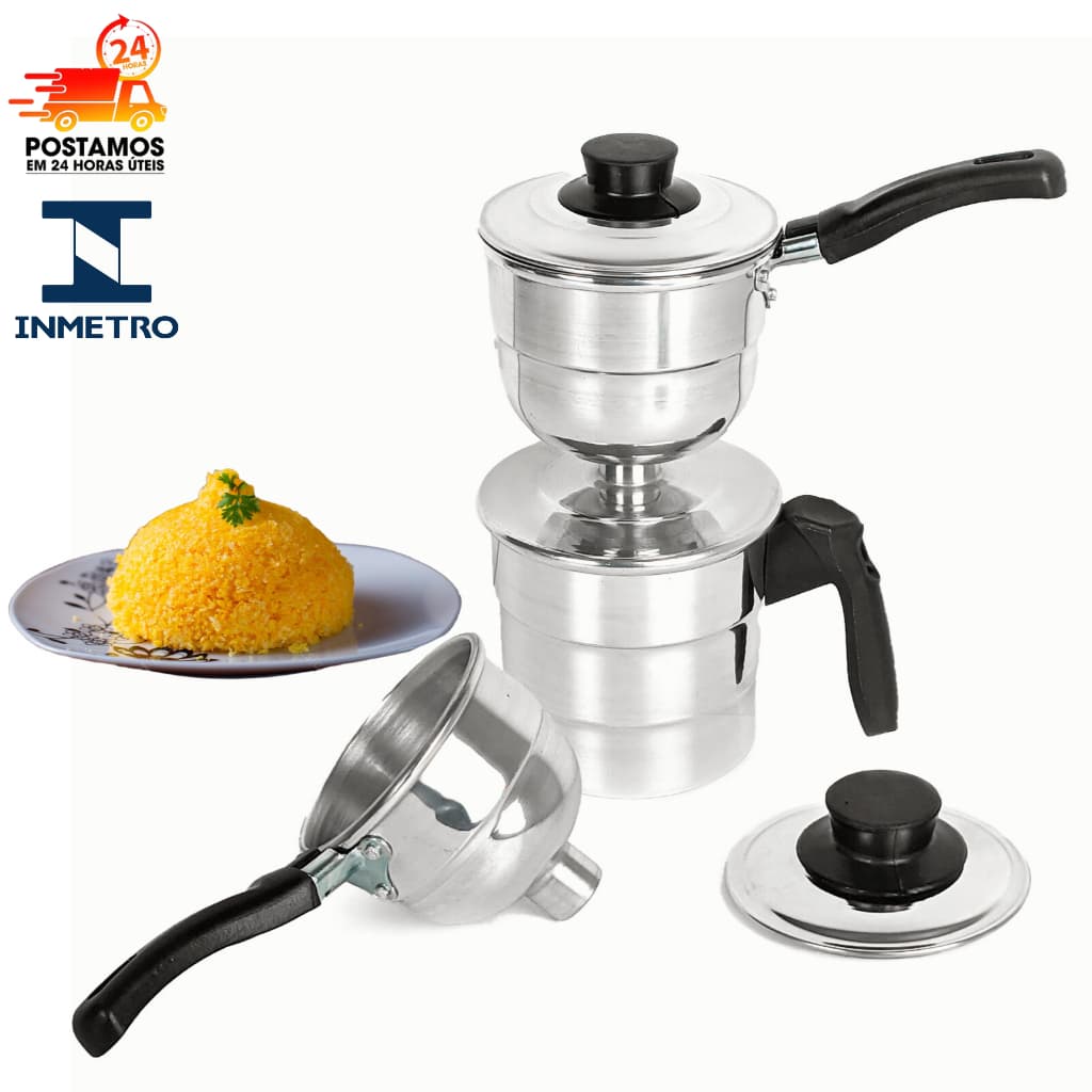 Cuscuzeiro Nordestino Individual 2 em 1 – Alumínio Premium, Prático e Versátil