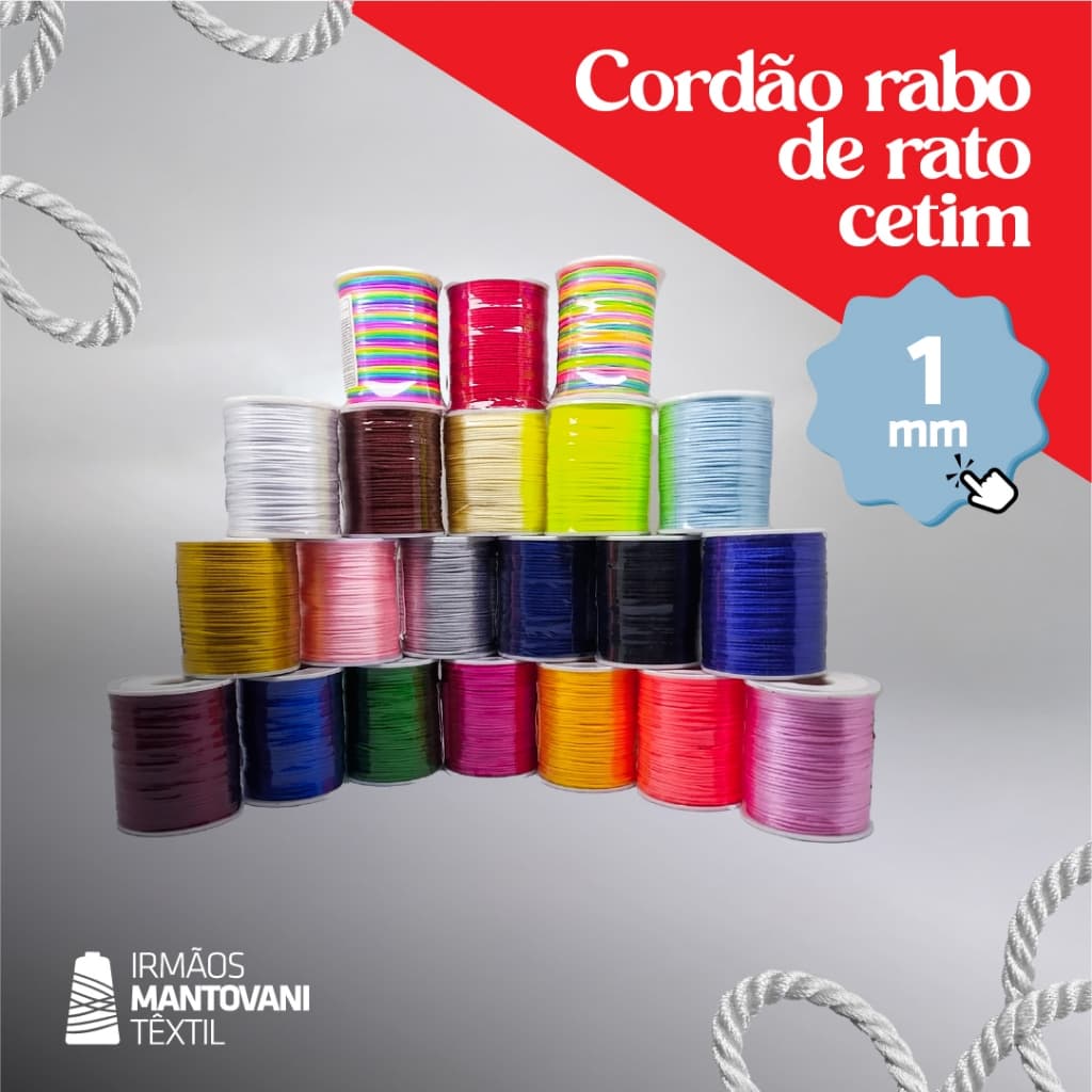 Cordão Rabo de Rato Cetim 1mm – 100m | Laços, Lembrancinhas, Artesanato Criativo