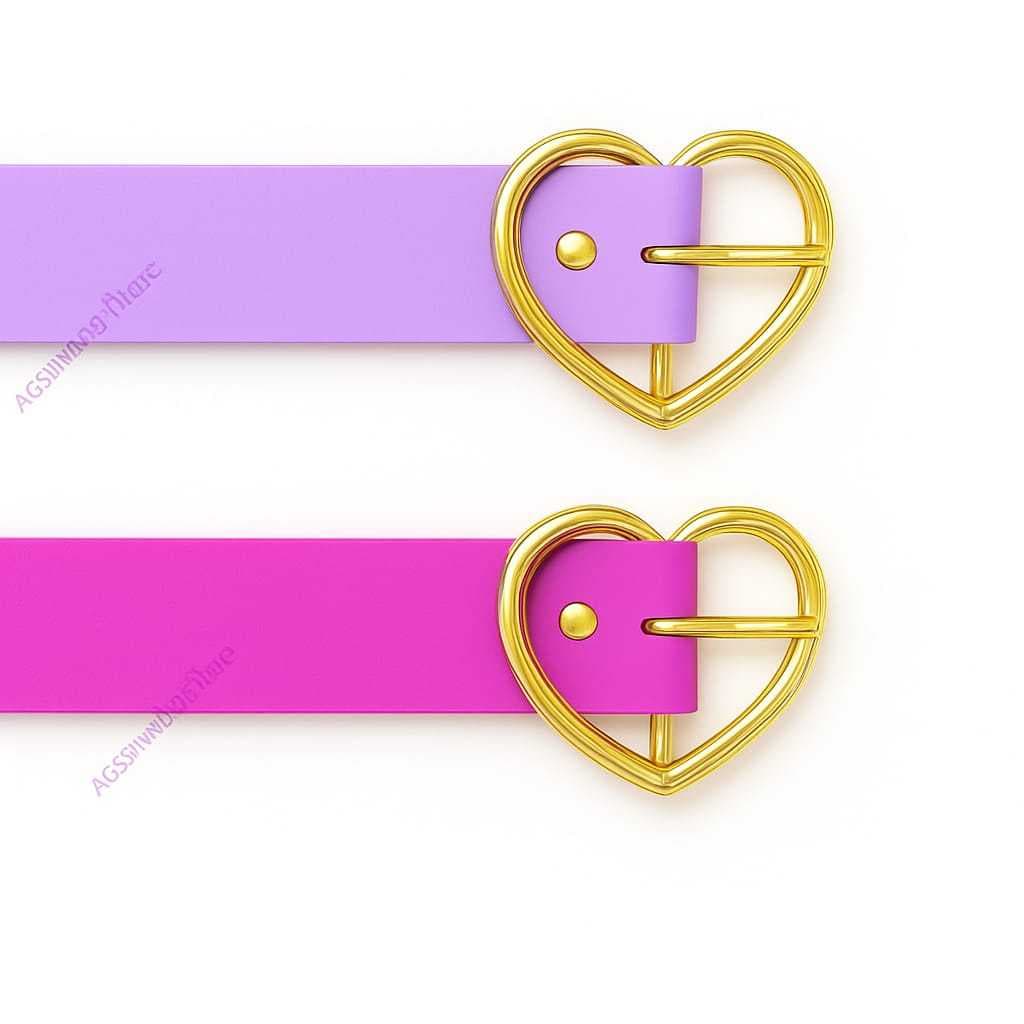 kit 2 cintos infantil com fivela coração dourado