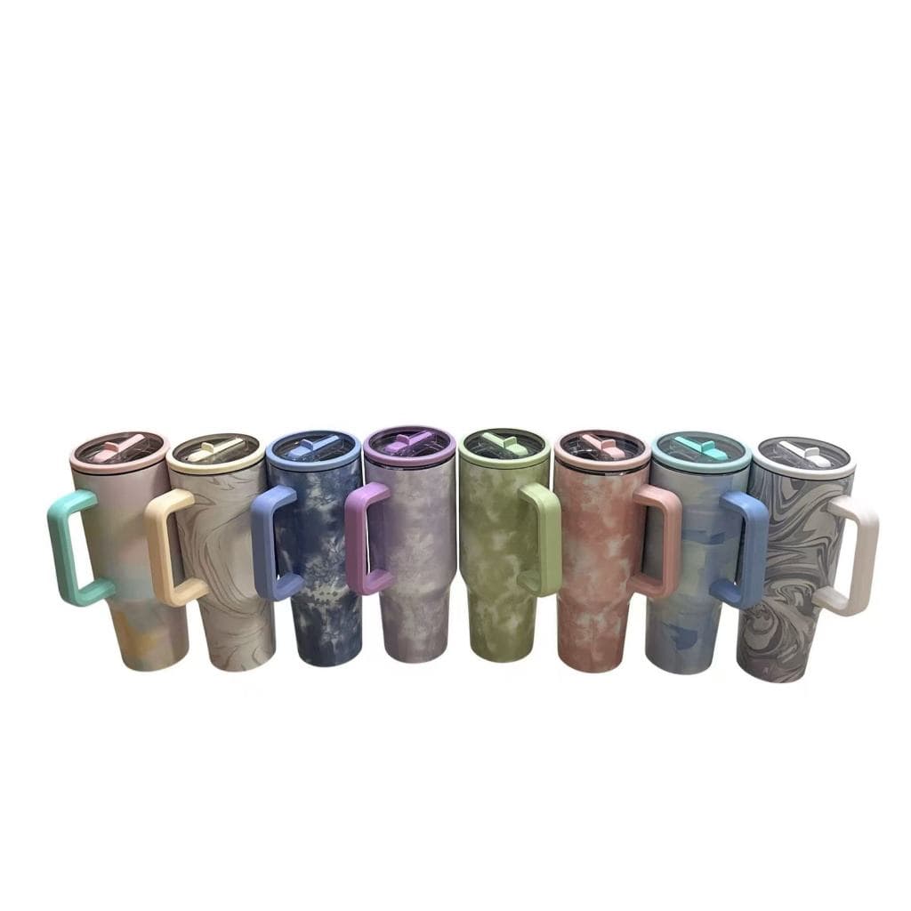 Copo Térmico Inoxidável Pintado Portátil 1200ml Garrafa Térmica com Tampa e Canudo LM