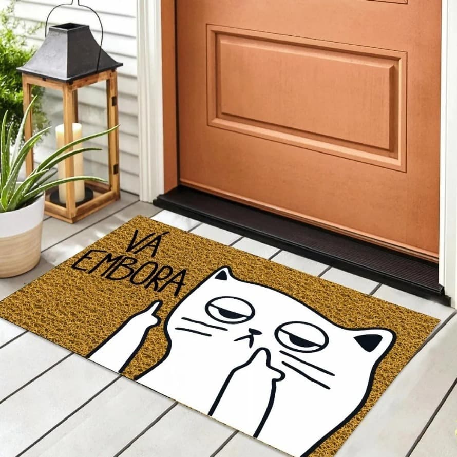 Tapete Capacho “Vá Embora” Porta de Entrada – Casa Animada 60x40cm