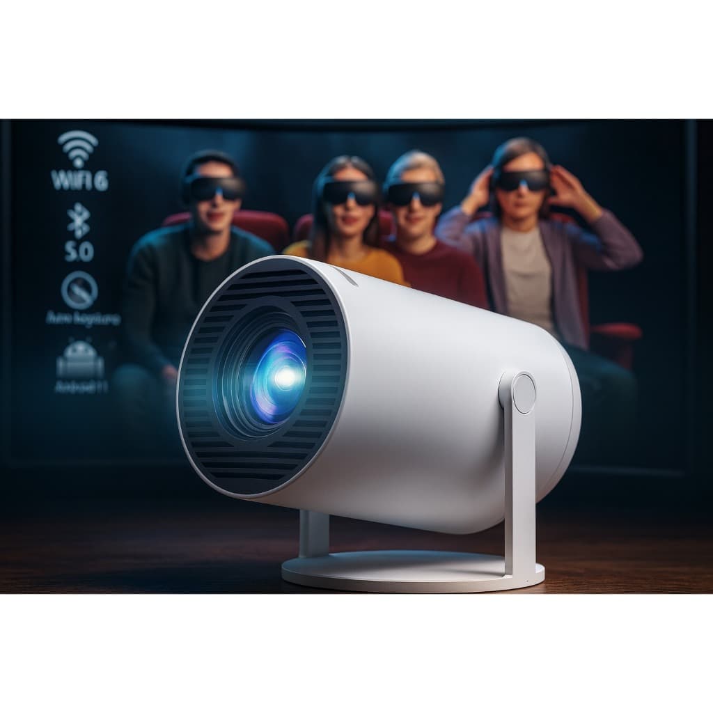 Mini Projetor Portátil 4k Android Full Hd Smart Wifi Cinema Branco