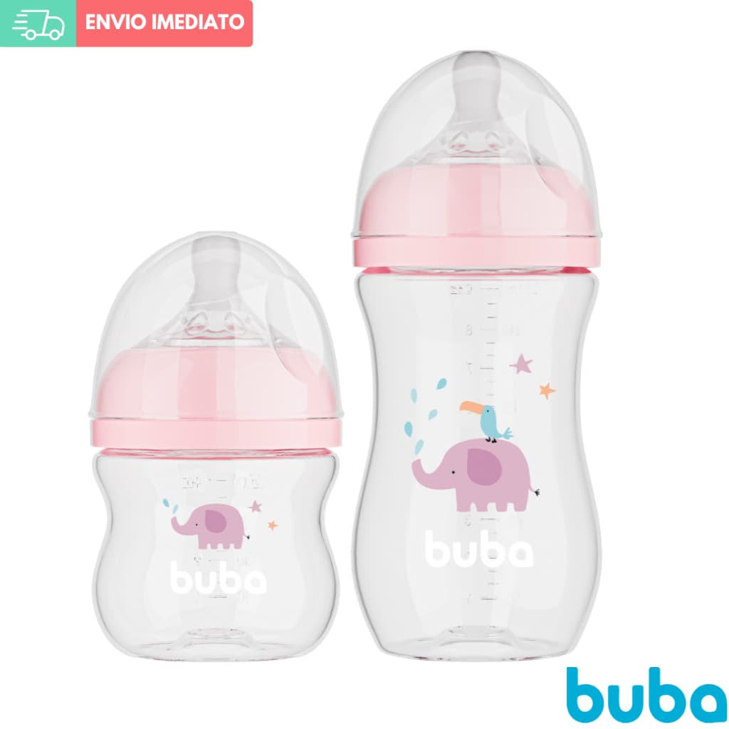 Kit 2 Mamadeiras Buba Easy Flow Anticólica 270 e 120 ML