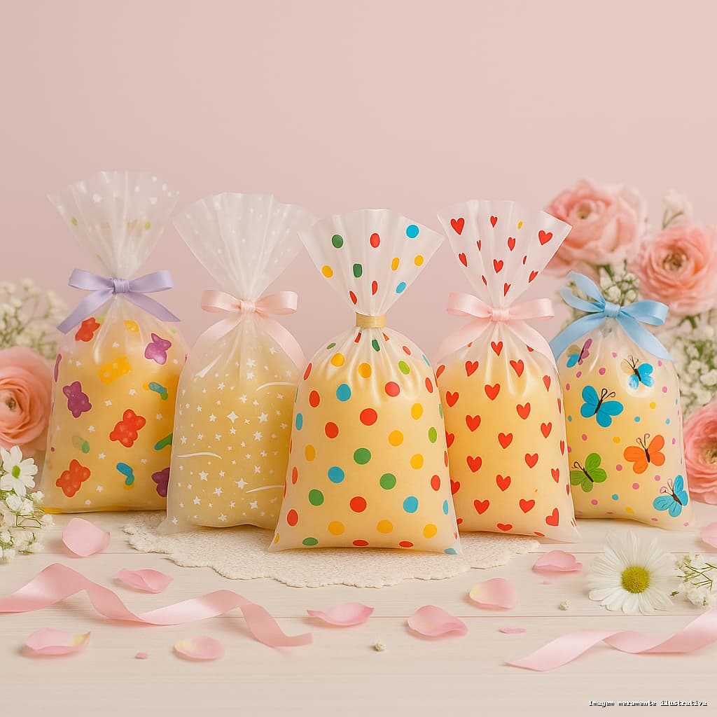 Saco para lembrancinha transparente decorado 50 Unidades