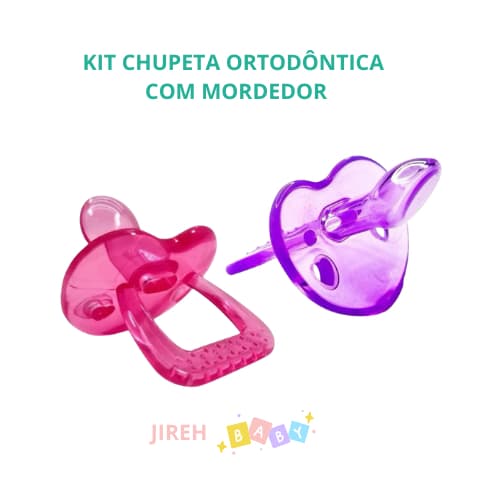 Chupeta Ortodôntica 100% Silicone Menina com Mordedor Fase 2