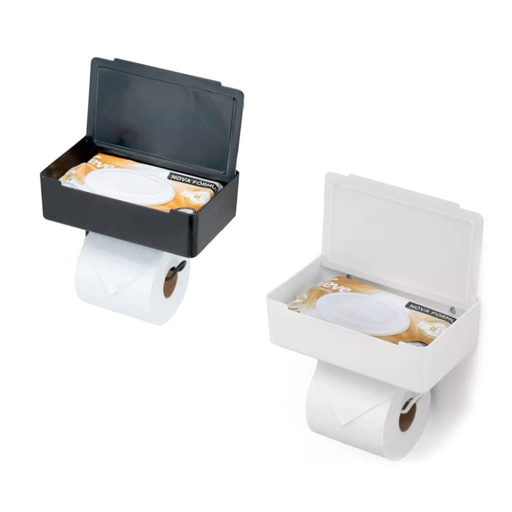 Suporte de Papel Higiênico 3 em 1 com Porta Celular e Lenço Umedecido