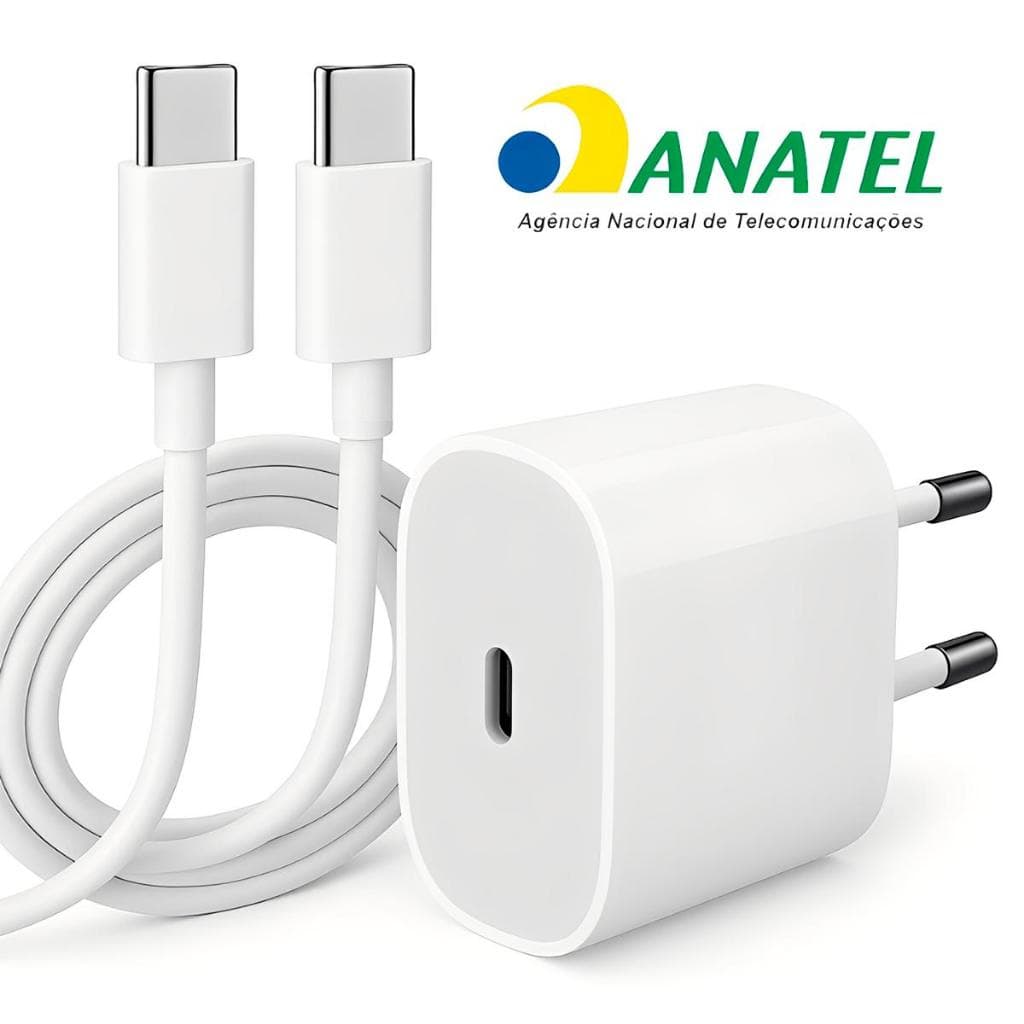 Kit 02 Carregadores Tipo C Original iPhone 15 16 17 ProTurbo 20W Cabo Tipo-C Completo