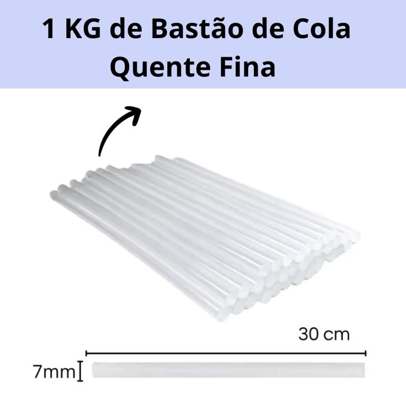 Cola quente  – Pacote 20/40/50 Unid ou 1kg – Cola Quente Fina 7mm