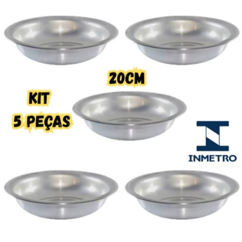 KIT - 5 Bacias em Aluminio Nº 20 700ml - Tigela Multiuso Cuba ENVIO IMEDIATO