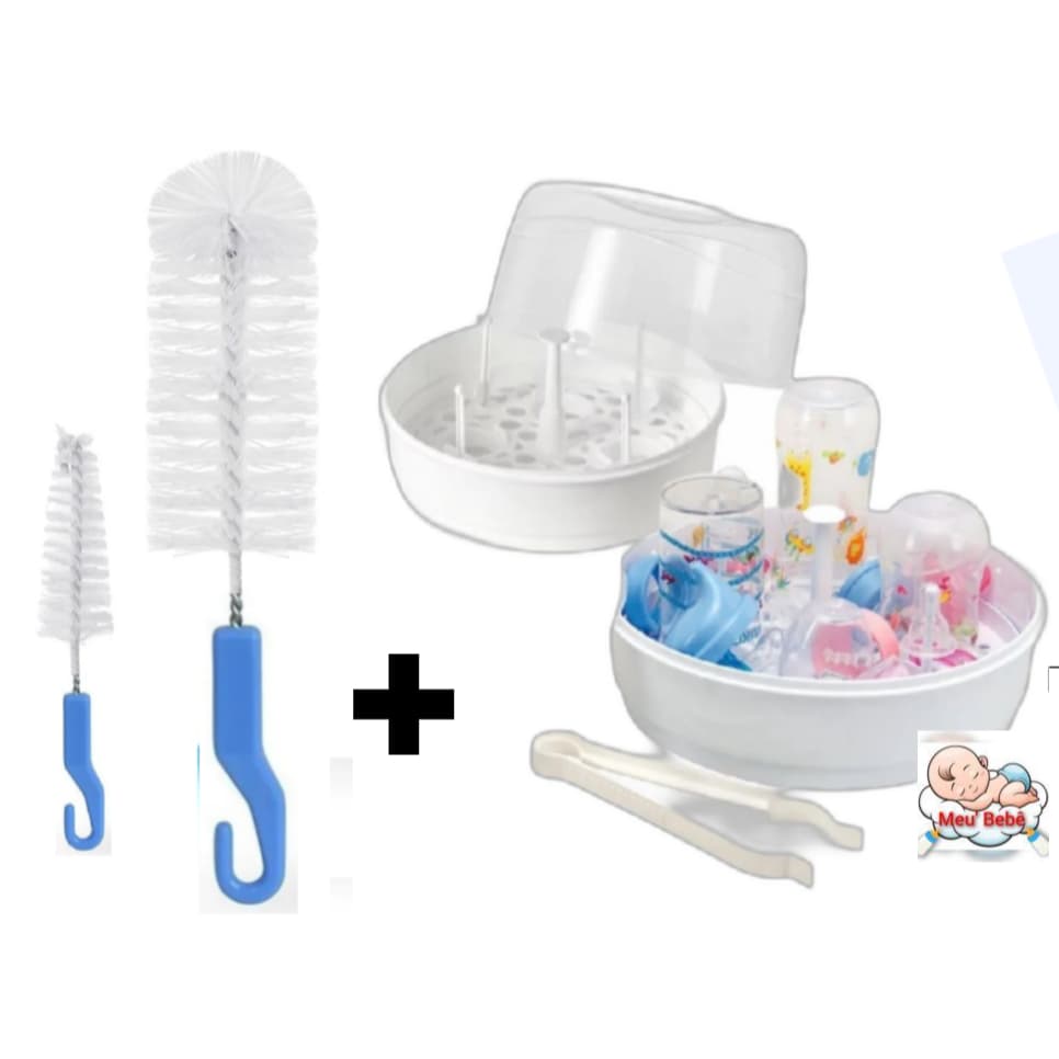 KIT ESTERILIZADOR PARA MICROONDAS E ESCOVA LIMPEZA MAMADEIRAS BICOS E ACESSÓRIOS