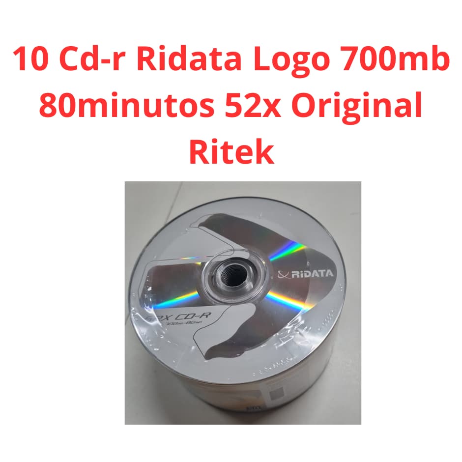 10 Cd-r Ridata Logo 700mb 80minutos 52x Original Ritek