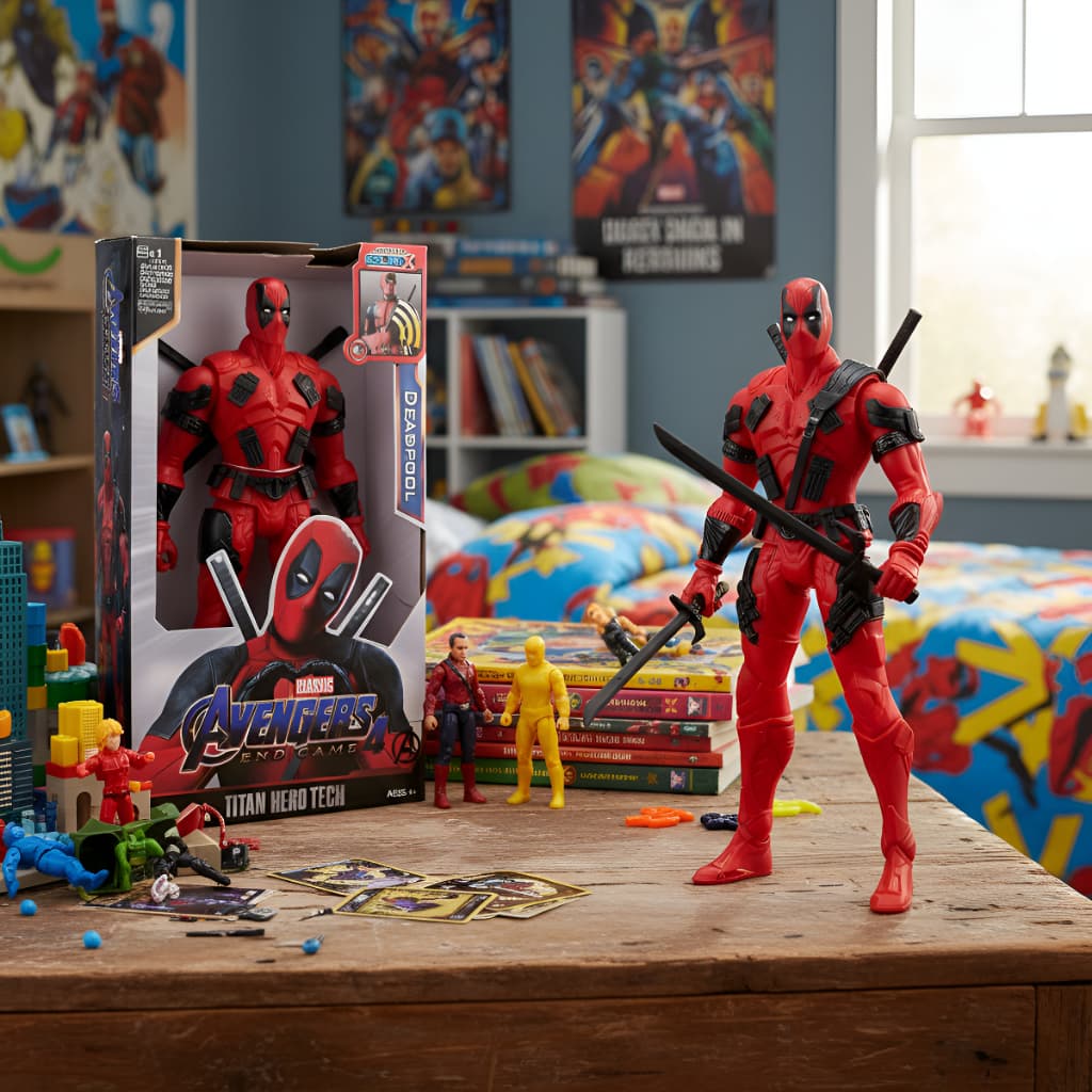 Boneco Deadpool Grande 30cm Articulado com Som e Luzes