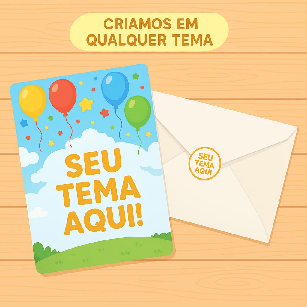 Convite de Aniversario Personalizado com Envelope