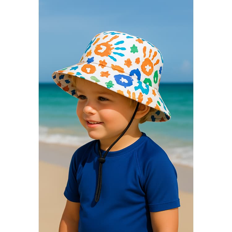 Chapéu de praia Infantil Bucket com cordão de pescoço cata ovo menino menina varias cores