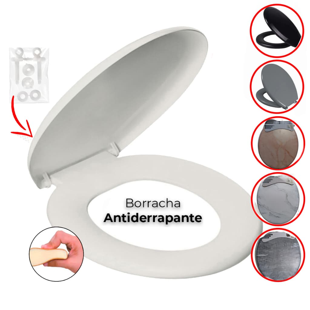 Assento Sanitário Almofadado C/ Tampa Oval Universal Várias cores