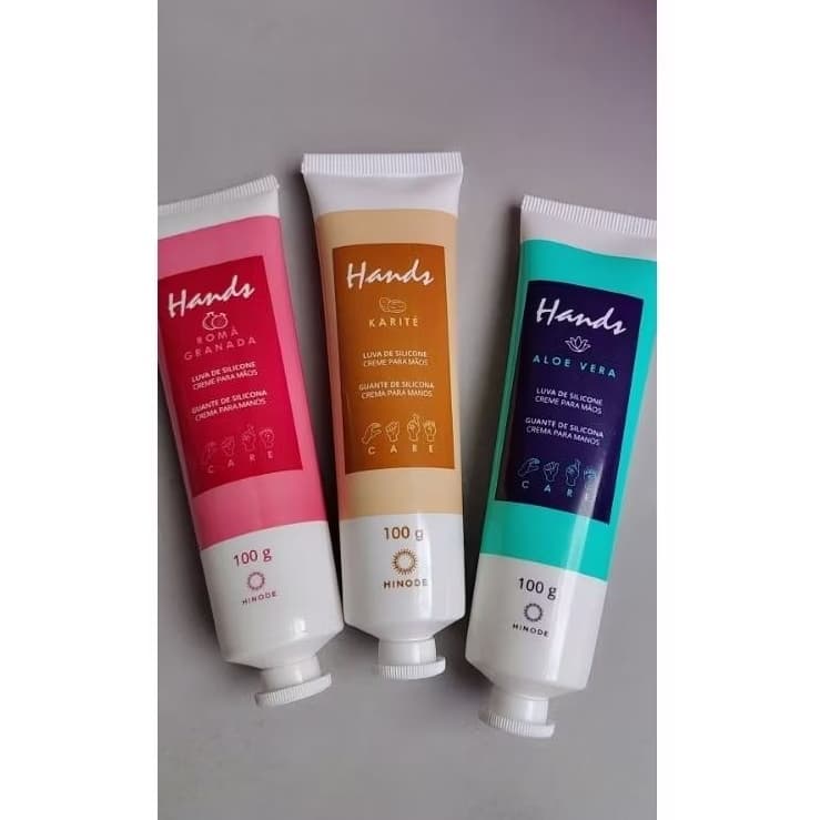 Kit com 3 Cremes de Mãos Luva de Silicone Hinode – 100g cada (Original)