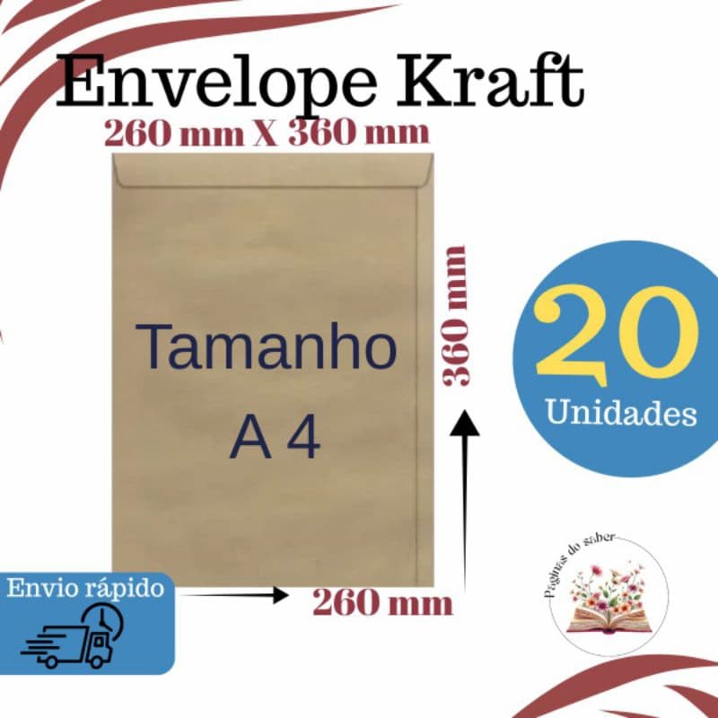 Envelope Kraft Natural Cor Bege- 26 X 36 cm