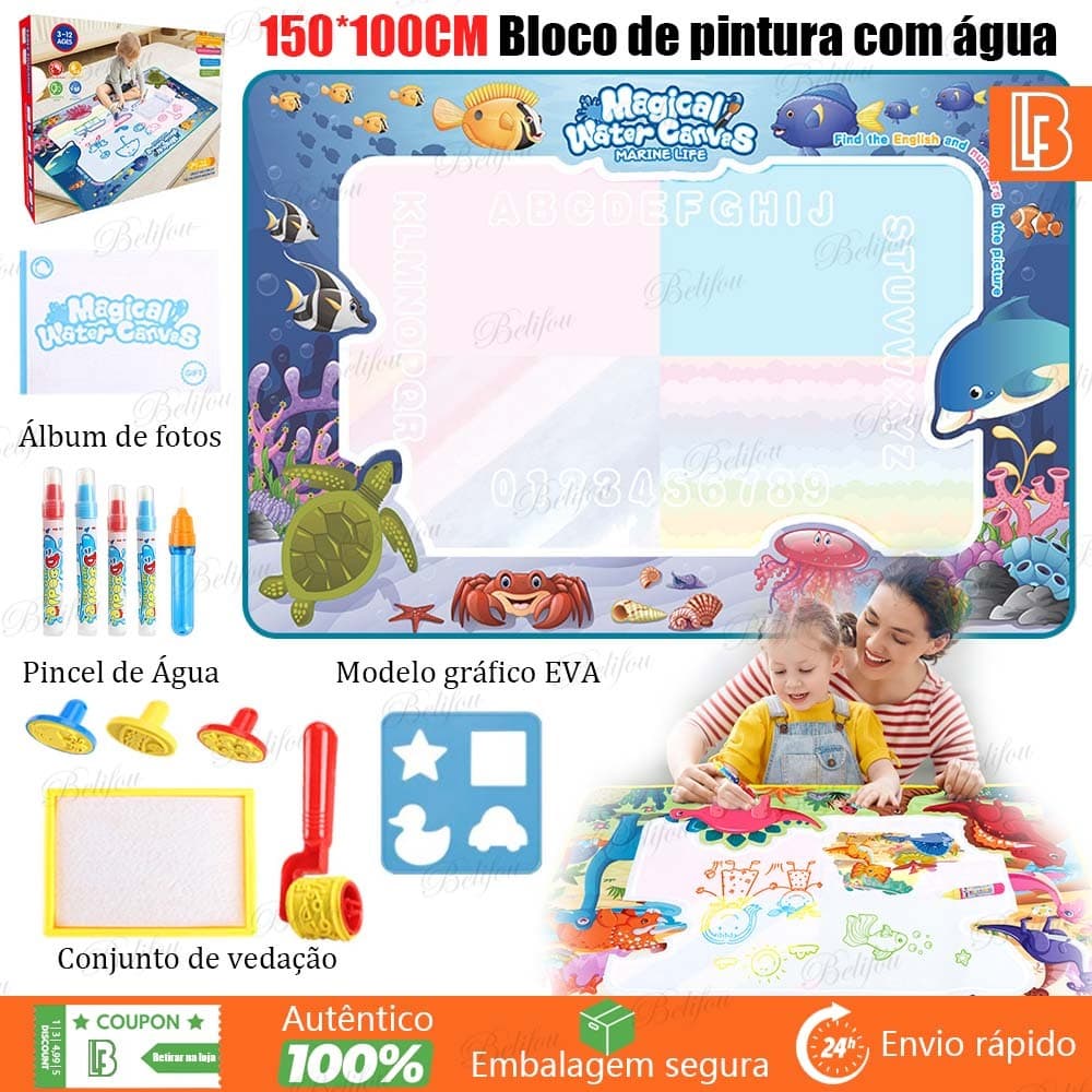 Tapete De Desenho De Água Grande 100x150cm Brinquedo Doodle Placa De Pintura Infantil Com 3 Canetas Mágicas Educativo