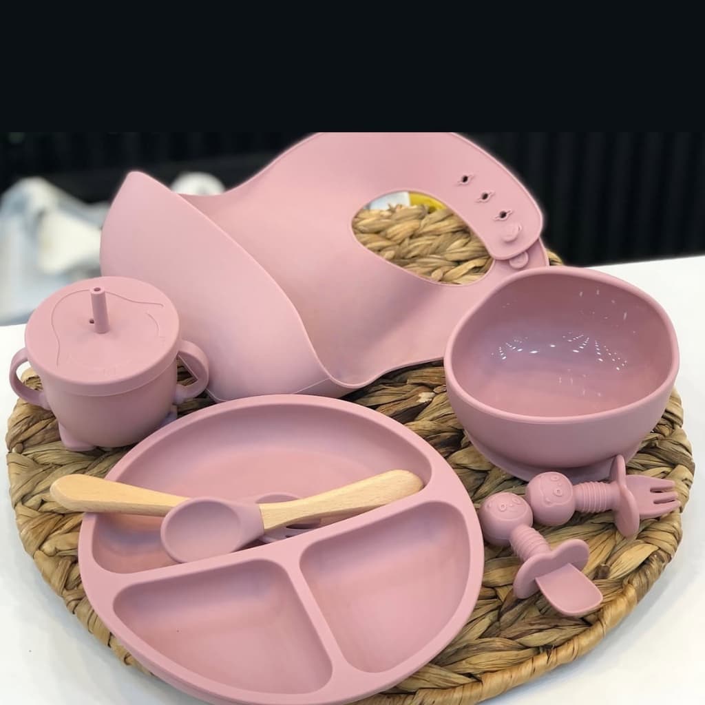 Kit 8 Peças de Talheres de Silicone para Bebês e Crianças