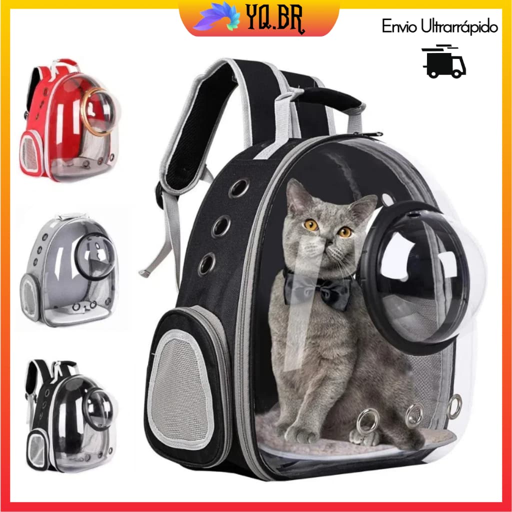 Mochila Bolsa Pet Visão Panorâmica Astronauta Color Gato Ou Cachorro Visão Panorâmica Em Acrílico