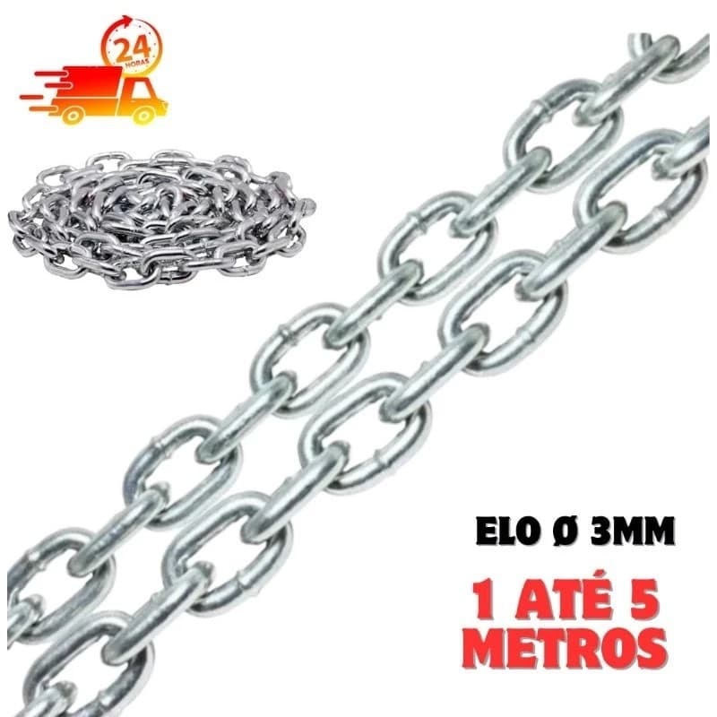 Corrente De Aço Zincada Soldada 3,0mm; 4mm; 5mm; 6mm; 8mm Vendido Por Metro. (ultra Resistente).