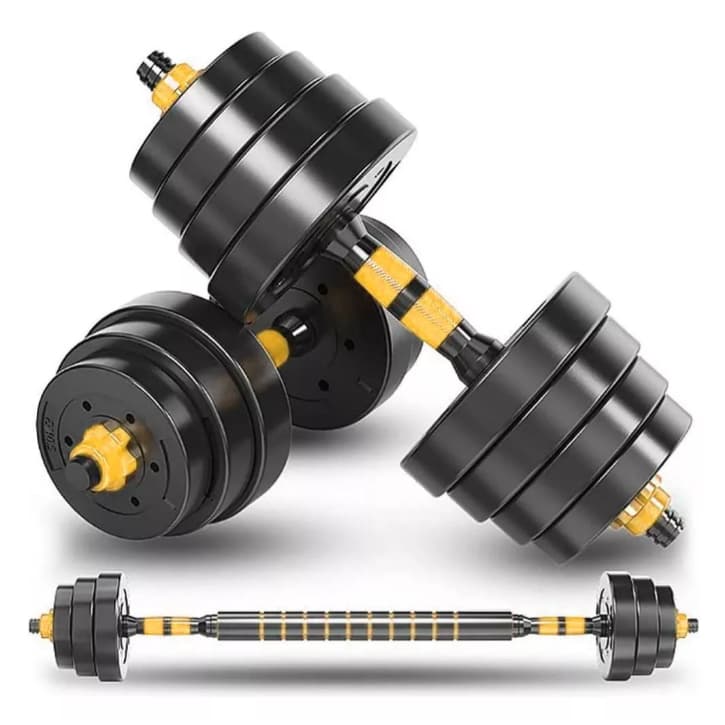 Halteres Kit 20kg Crossfit AMARELO Ajustável Treino Academia Treino