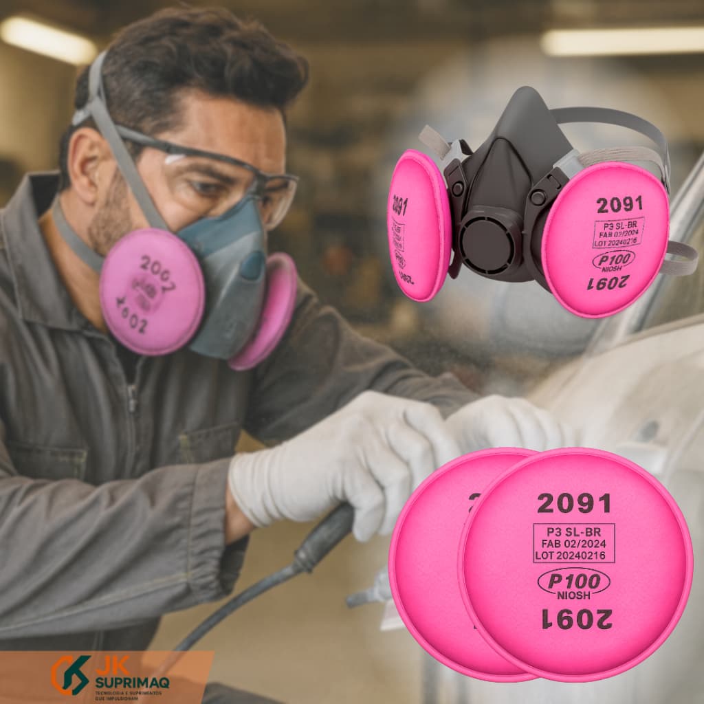 Kit Máscara Respirador 6200 + Filtros 2091 Proteção Facial Gás Pintura Segurança filtros Proteção