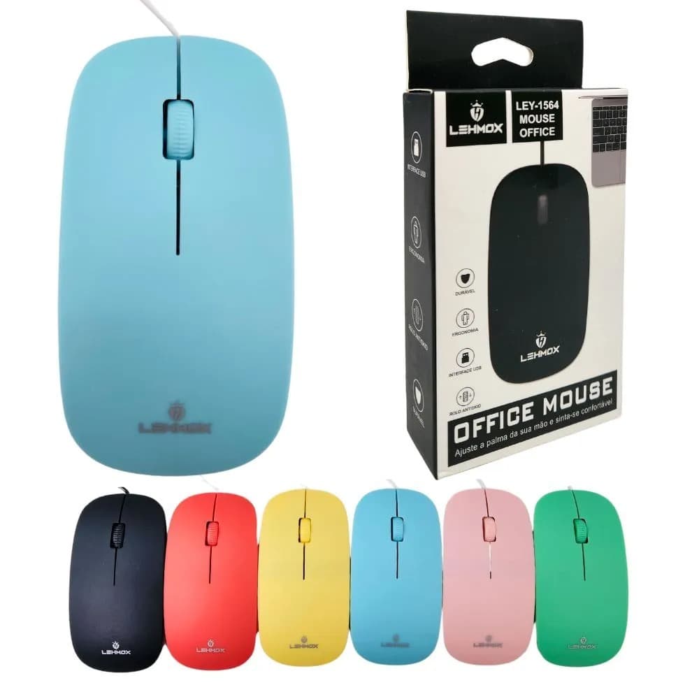 Mouse Ergonômico Óptico Com Fio Usb - LEY-1564 - Lehmox