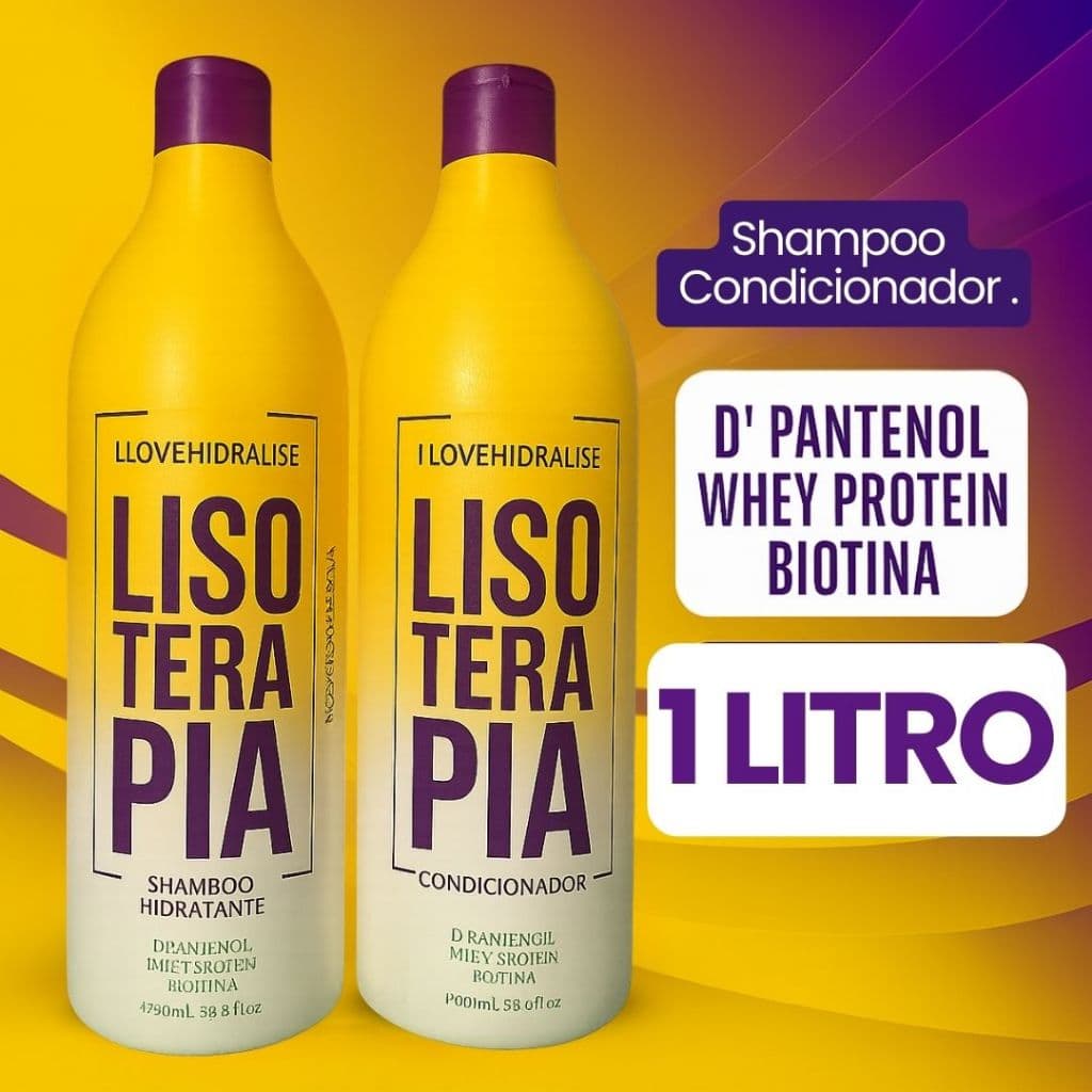 Kit Shampoo e Condicionador 1 Litro - Lisoterapia Hidratação Limpeza Capilar Profunda
