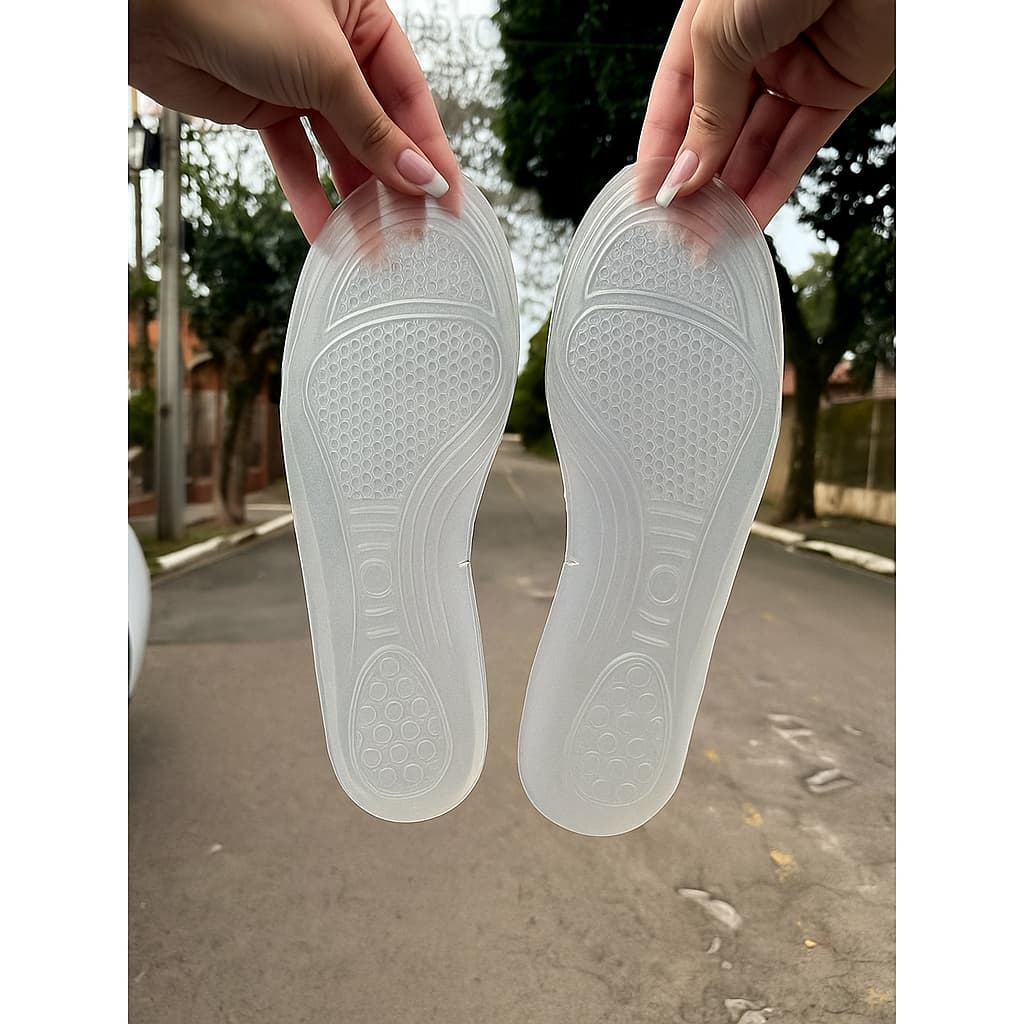 Par Palmilha Anatômica Ortopédica Gel Silicone Anti Impacto