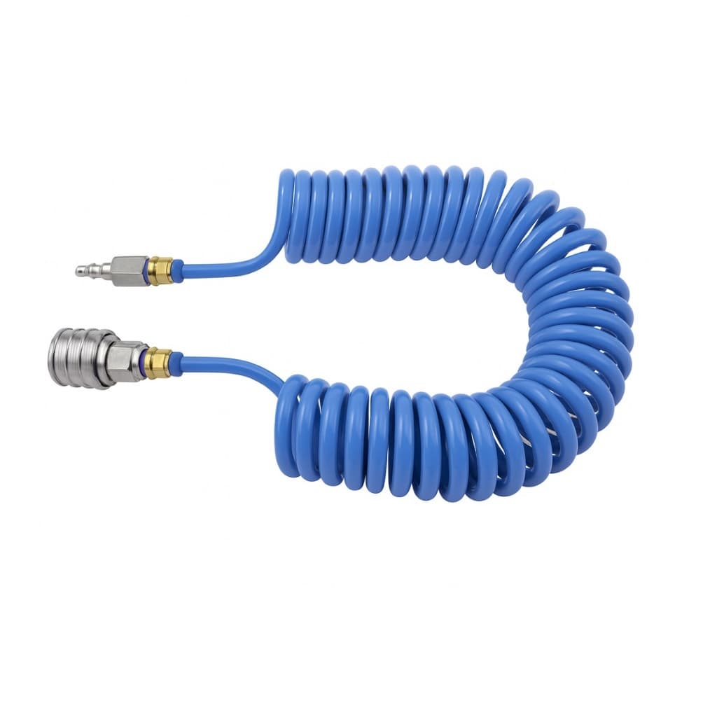 Mangueira espiral PU, 5 metros 8mm com conexões, compressor, pintura, cabine de caminhão