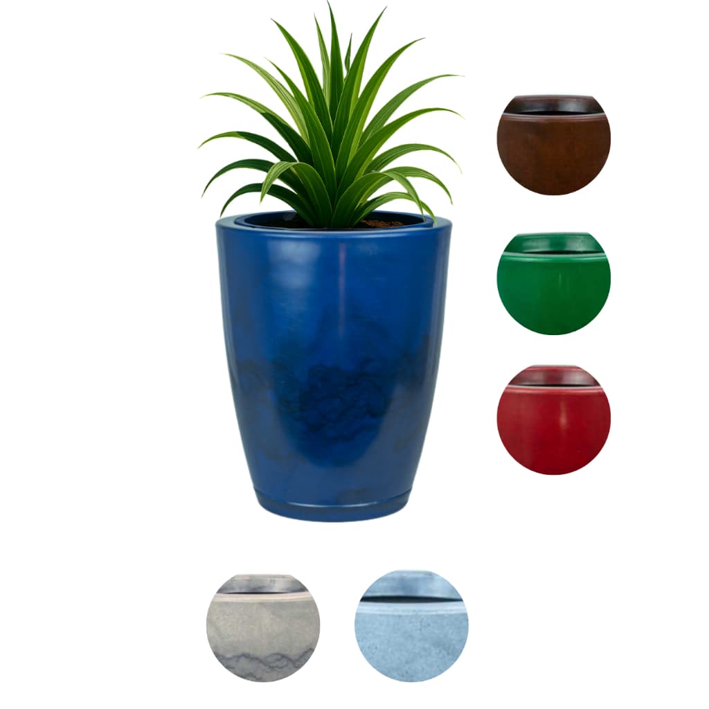 Vaso Decorativo Coluna bojo para Plantas Polietileno Luxo Marmorizado N1 com Prato